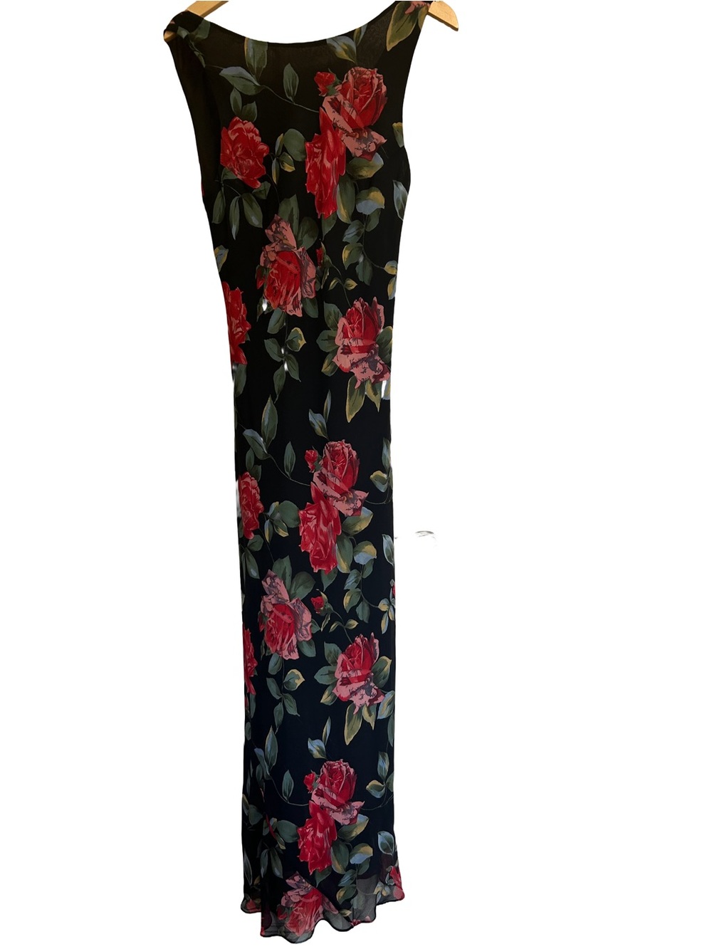 Vintage 90s Mannequins USA Floral Bias Cut Low Back Maxi Dress L